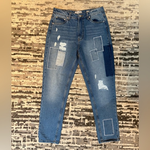 Lucky Brand Highrise Mom Patch Works Blue Jeans Size 6 Cotton - Picture 9 of 12